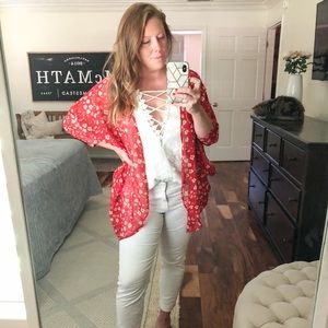 Floral sheer cardigan
